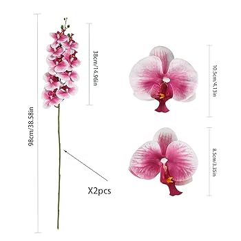 Amazon｜ピンクオーキッド人工花 38インチ 蘭の茎 2個 シルク